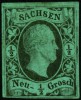 Почтовая марка Саксонии с браком 1851 г.