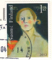 Посткроссинг: почтовая марка Финляндии "Автопортрет Шерфбек"
