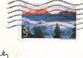 Марка на почтовой открытке из США "Форт Коллинз"