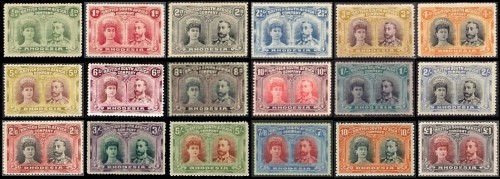 Серия марок Родезии 1910 года 