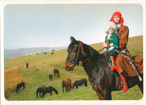 Посткроссинг: почтовая открытка "Джигиты на коне"