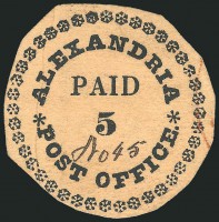 Круглая почтовая марка США - провизорий "Александрия"