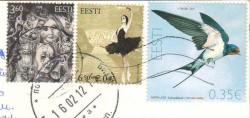 Почтовые марки Эстонии на открытке