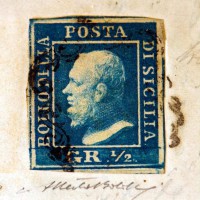 Дорогая почтовая марка Сицилии с ошибкой цвета