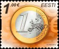 Почтовая марка Эстонии с монетой евро