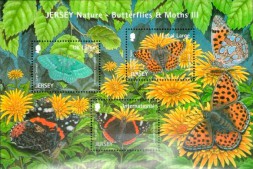 Малый лист почтовых марок Джерси "Бабочки"