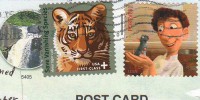Почтовые марки США на открытке