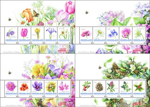 Цветы на марках Нидерландов