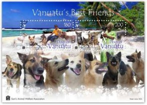 Почтовый блок Вануату - собаки
