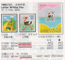 тираж марок Японии