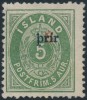 Почтовая марка Исландии с надпечаткой
