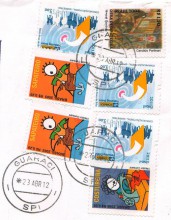 Посткроссинг: марки Бразилии на конверте