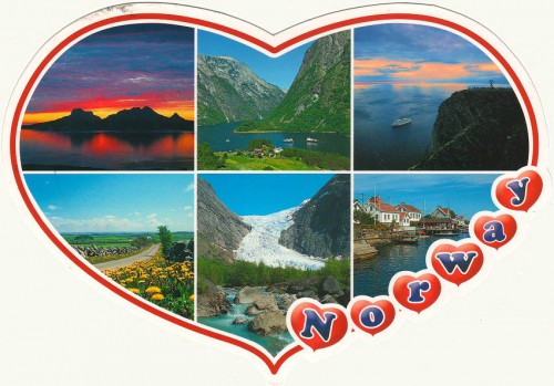 Посткроссинг: почтовая открытка Норвегии "Сердце"