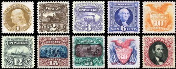 Серия иллюстрированных почтовых марок США 1869 года